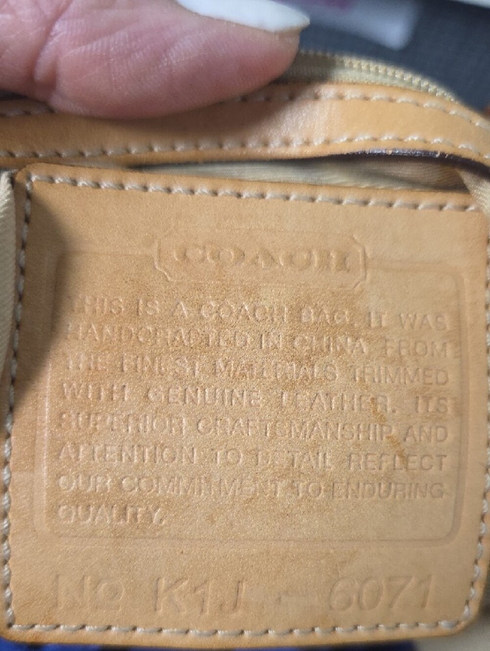Coach Navy Signature Canvas Tote with Tan Vachetta Leather Trim - Picture 2 of 2